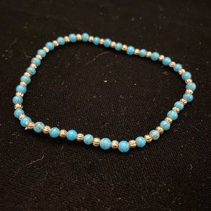 Premier Designs Tia Turquoise and Silver Anklet Stretch Bracelet